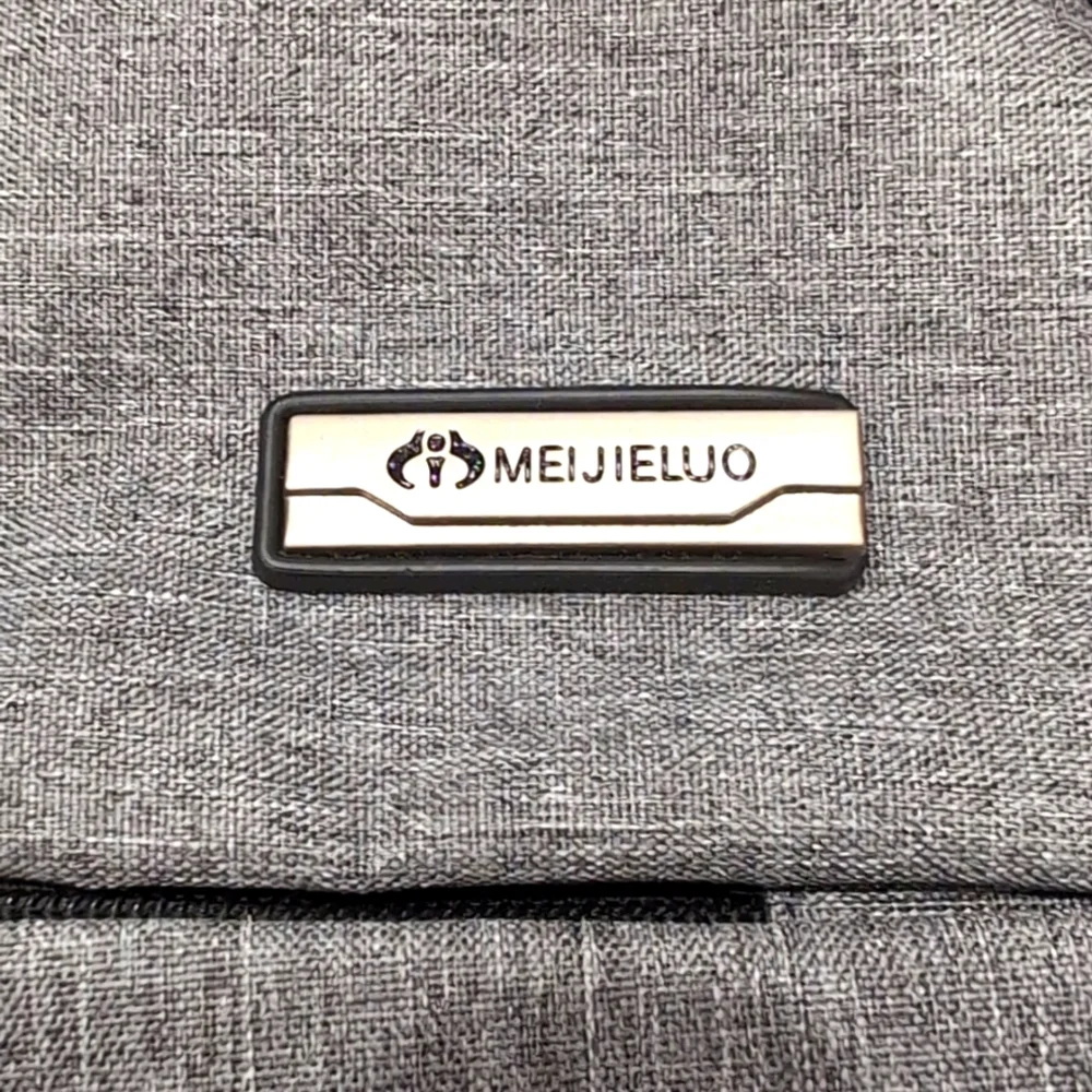 Meijieluo Brand Textured Gray Backpack Laptop Bag USB Port School Travel Commute